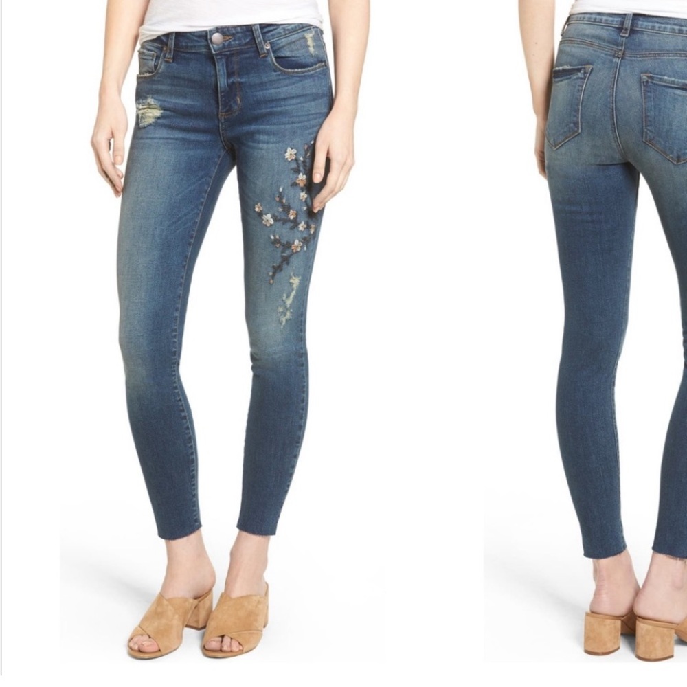 STS Blue Embroidered Floral Skinny ankle Jeans - Picture 2 of 9